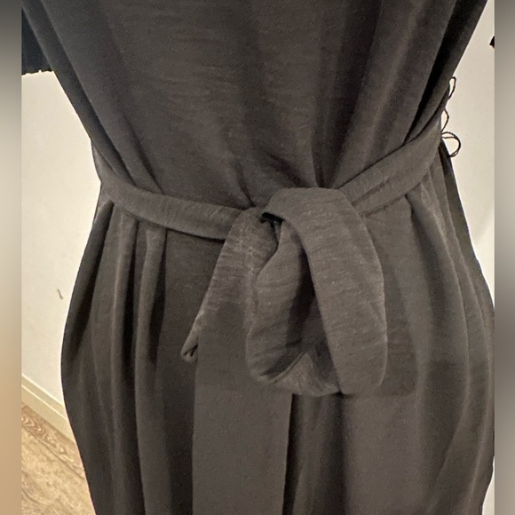 My style NWT black boho dress maxi tie waist off the shoulder pockets SZ S - Picture 3 of 6